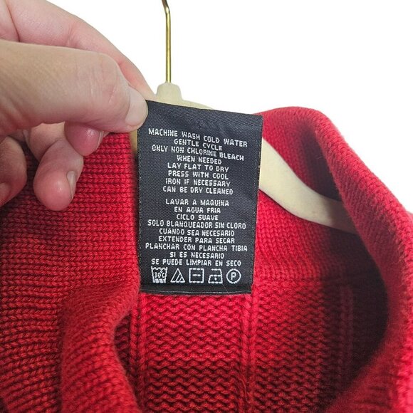 Vtg 90s Polo Ralph Lauren Flag Logo Red Cotton Knit‎ Pullover Sweater Mens Sz XL - Picture 3 of 15